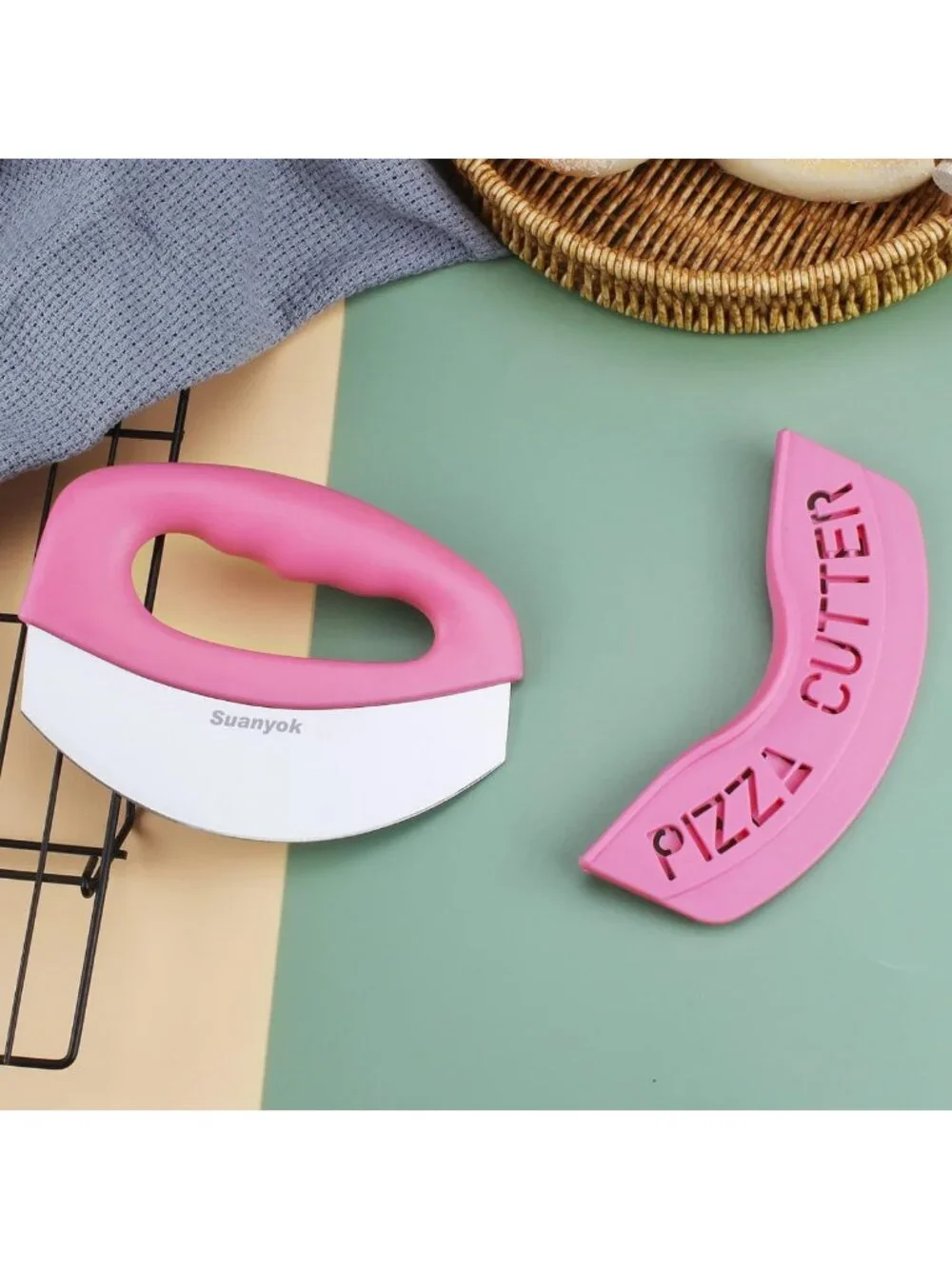 Stainless Steel Pizza Cutter Rocker Blade with Cover - Sharp, Dishwasher Safe